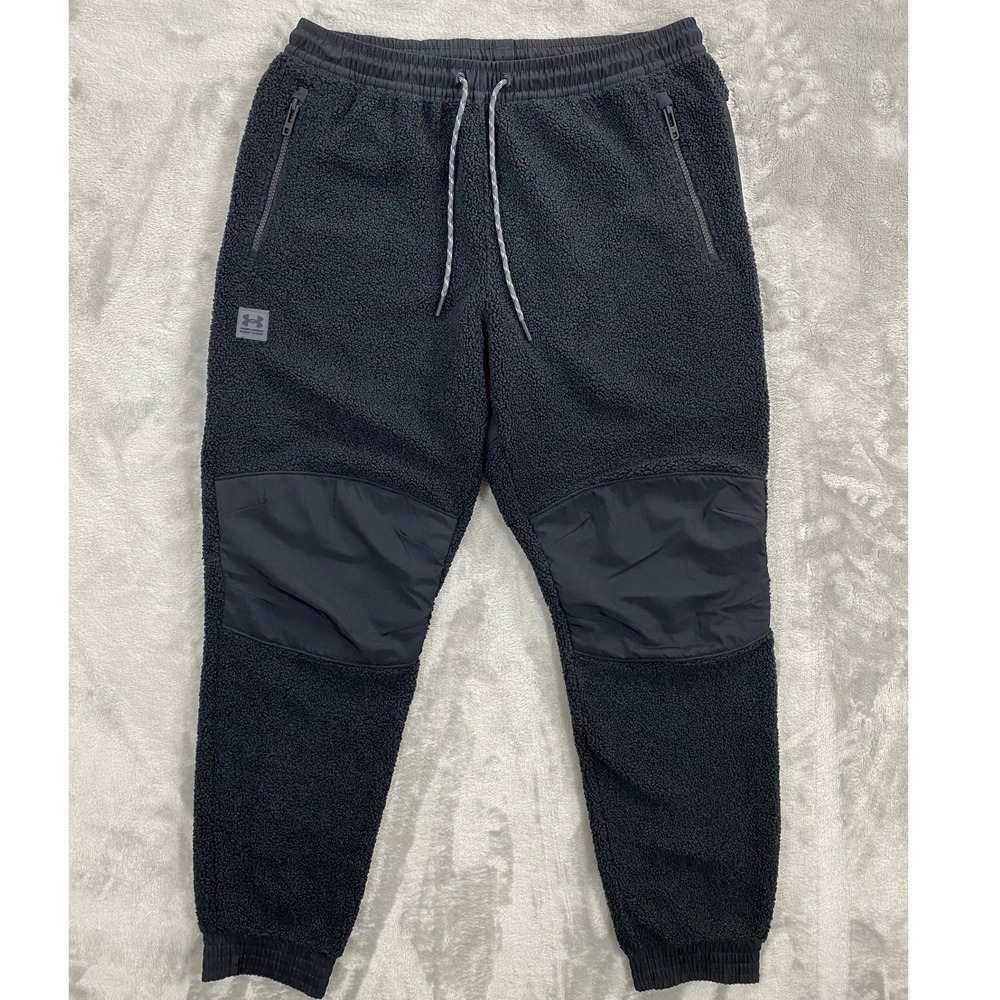 Under Armour Mission Boucle Pants Men Large Black Fleece Jogger Hiking Outdoor